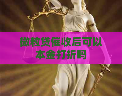 微粒贷后可以本金打折吗