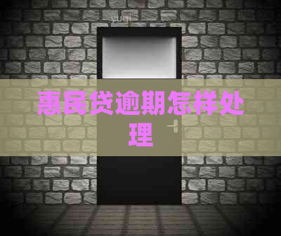 惠民贷逾期怎样处理