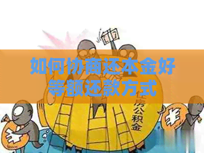 如何协商还本金好等额还款方式
