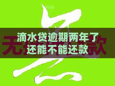 滴水贷逾期两年了还能不能还款