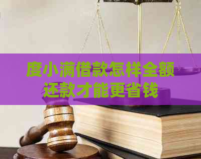 度小满借款怎样全额还款才能更省钱