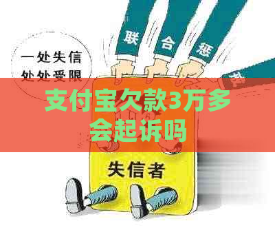 支付宝欠款3万多会起诉吗