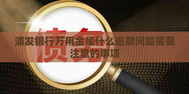 浦发银行万用金是什么逾期问题需要注意的事项