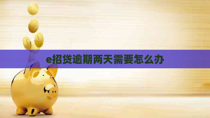 e招贷逾期两天需要怎么办