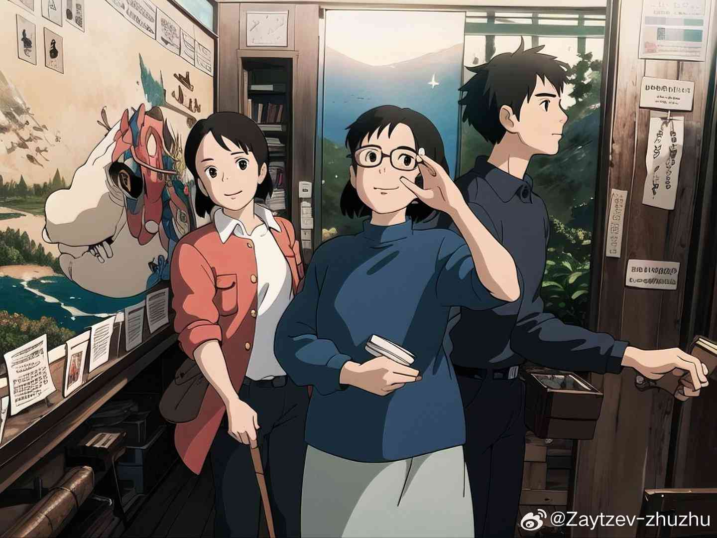 宫崎骏ai生成一家三口