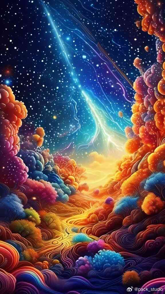 Ai绘画生成的天空晚霞关键词：绚烂色彩、动态效果、自然光影与创意融合