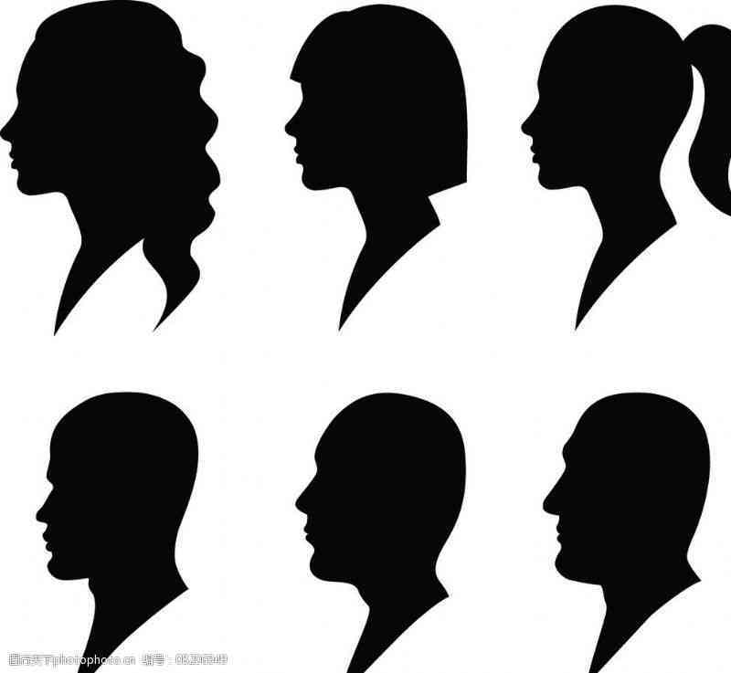 女性剪影头像图片：独特设计人头图标素材，免费，享受免费资源