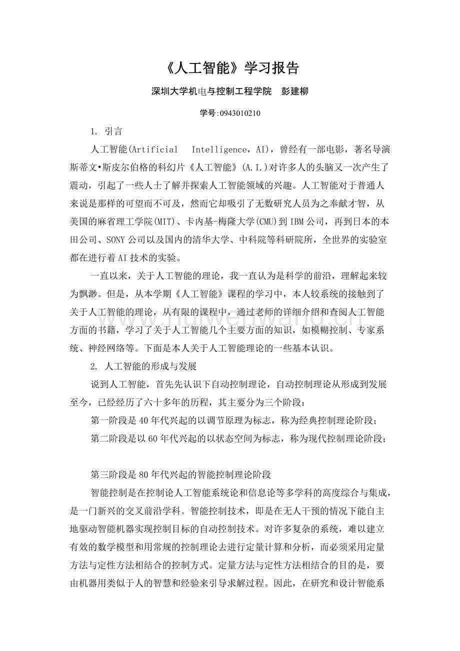 ai课程个人总结报告模板