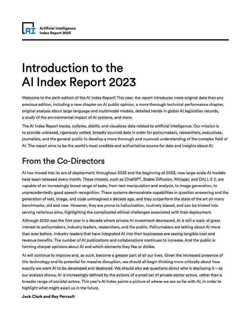 《AI技术发展报告2023斯坦福：撰写指南、范文与总结》