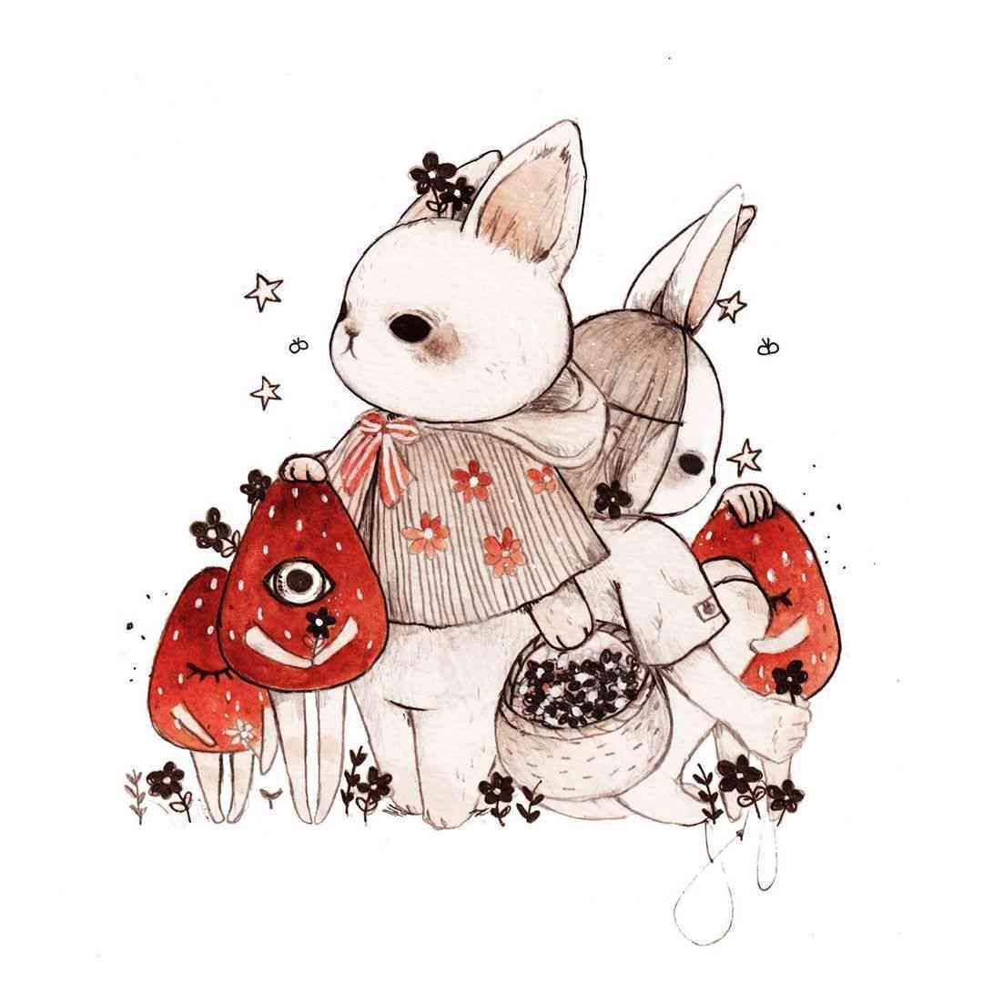 兔子唯美插画：素材与高清兔子插画唯美素材集