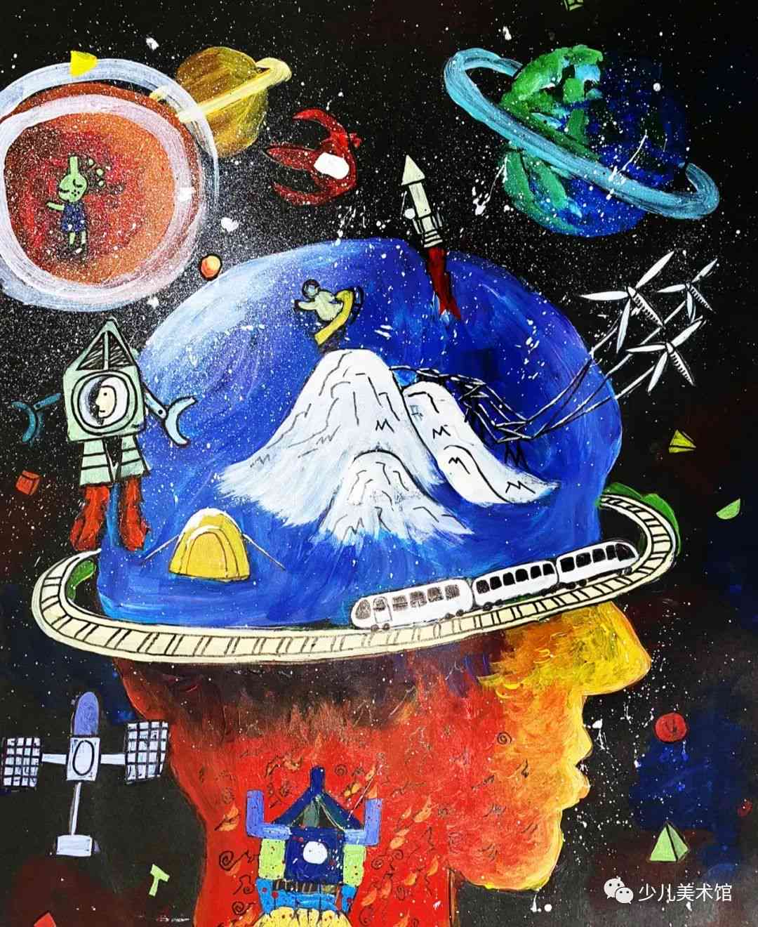科幻画的文案：200字精炼写作，简短航空主题，描绘美好家园作品