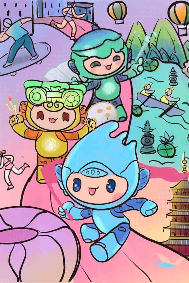 亚运主题AI创作作品：涵绘画与多元艺术展现亚运会主题