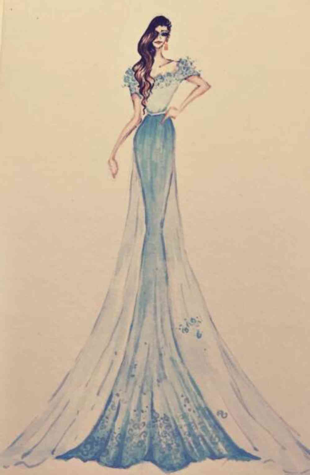 手绘水彩婚纱礼服：时插画素材，笔尖下的浪漫婚纱图片集