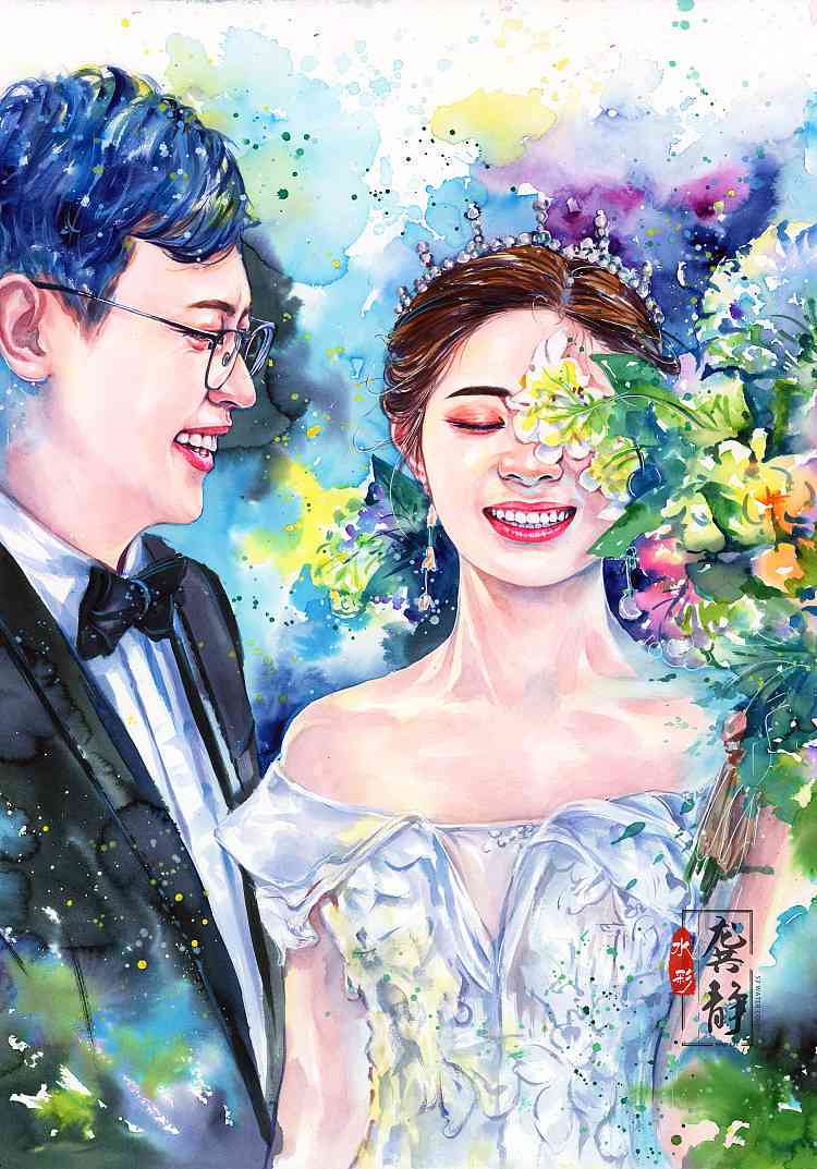 定制结婚照手绘版：打造独一无二的艺术念，覆多种绘画风格与需求