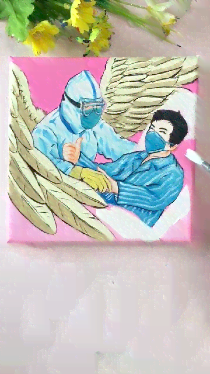 给我找一些关于白衣天使的画画：中英双语作品精选