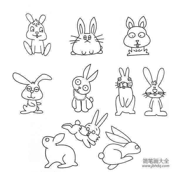 儿简笔画教程：轻松绘制小红兔及其可爱动作与表情