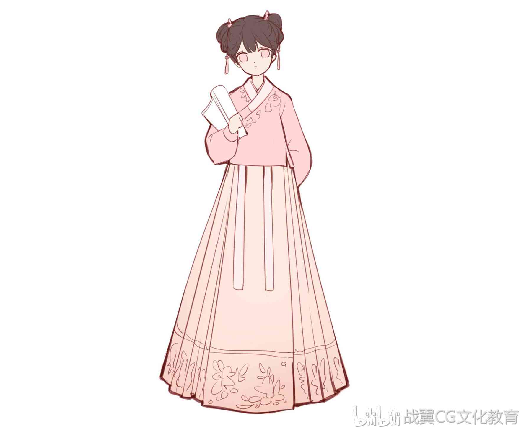 手绘古风汉服设计插画：原创画稿与绘画素材集锦