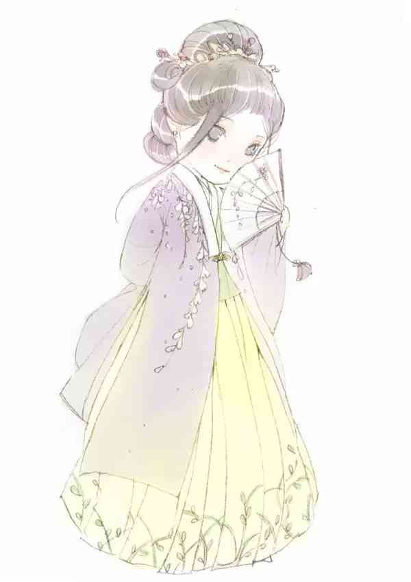 手绘古风汉服设计插画：原创画稿与绘画素材集锦