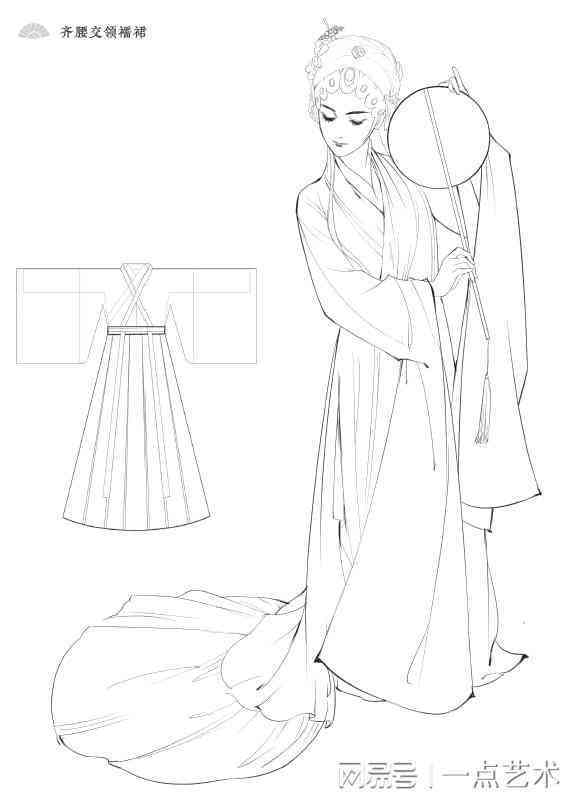 手绘古风汉服设计插画：原创画稿与绘画素材集锦