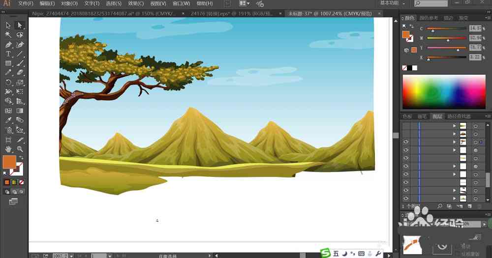 ai怎么画水墨风景画：山水、背景制作全攻略