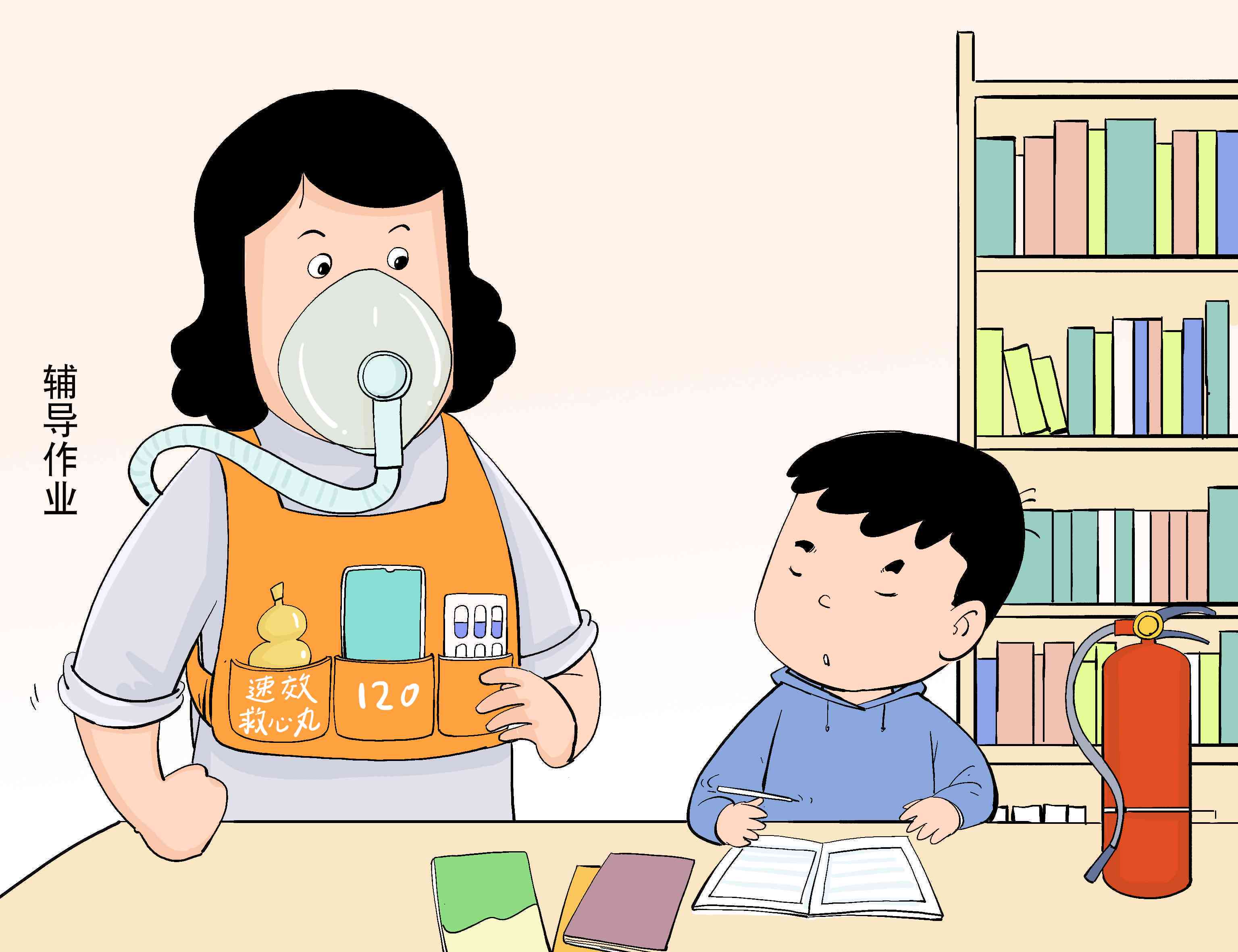 ai绘画妈妈辅导小孩写作业