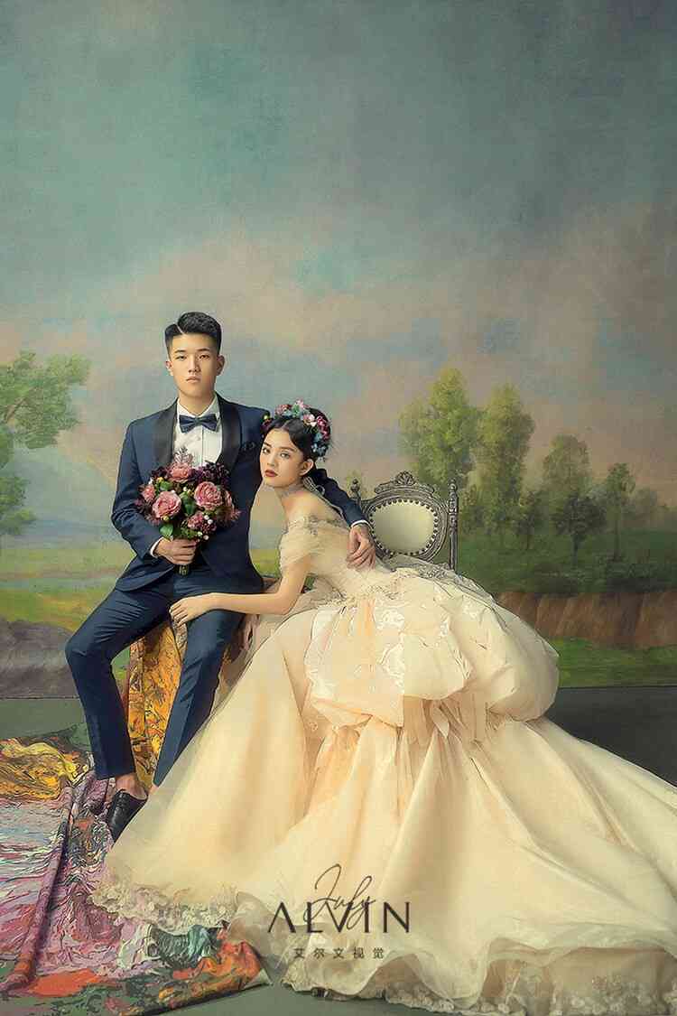 梦幻水彩风格：浪漫婚纱画意摄影