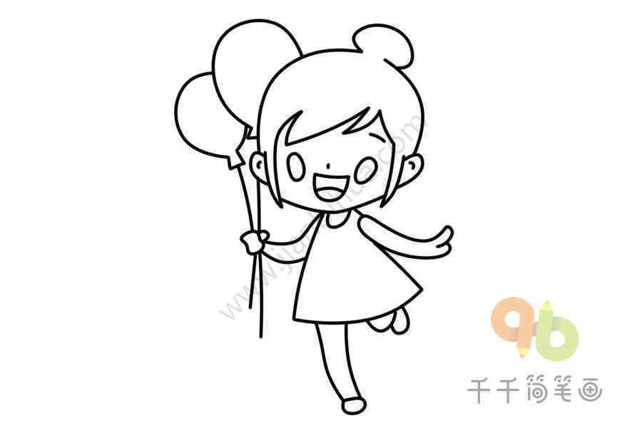 比耶的女孩简笔画：可爱小女孩绘制教程