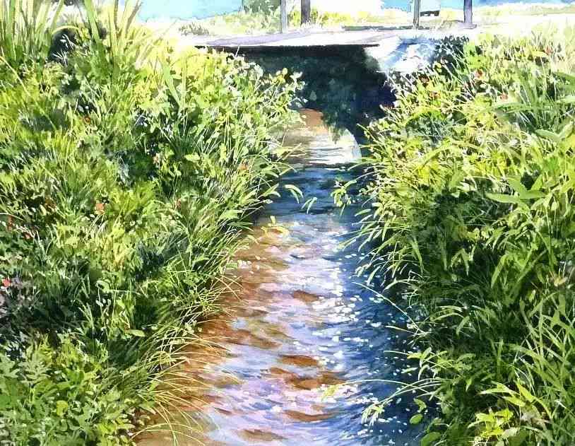 细腻水彩描绘：写实风格自然风景画卷