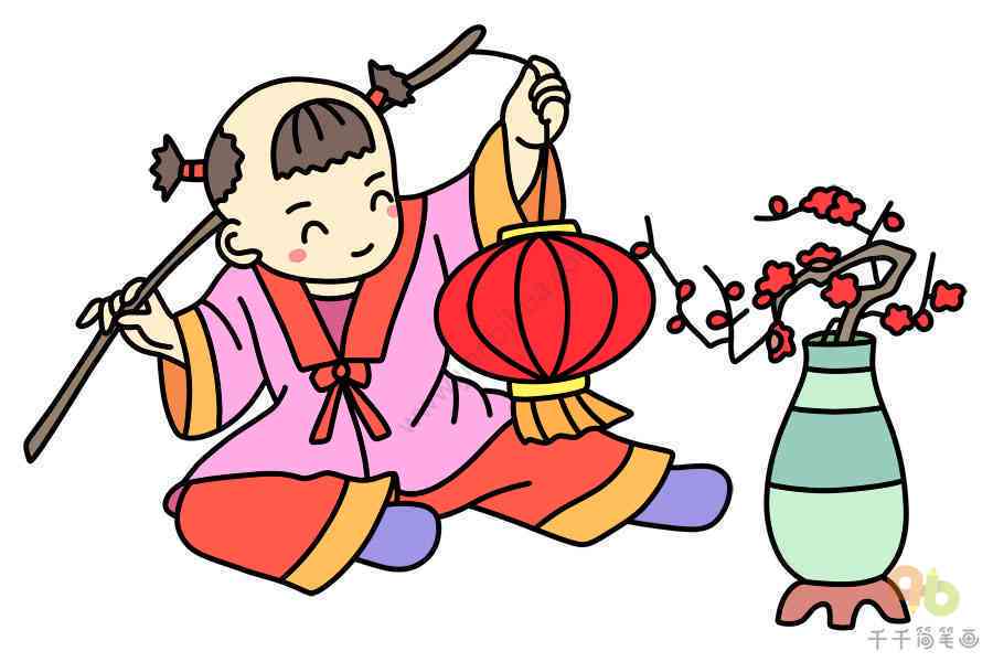 '中国传统文化元素儿简笔画：国风娃娃趣味绘制教程'