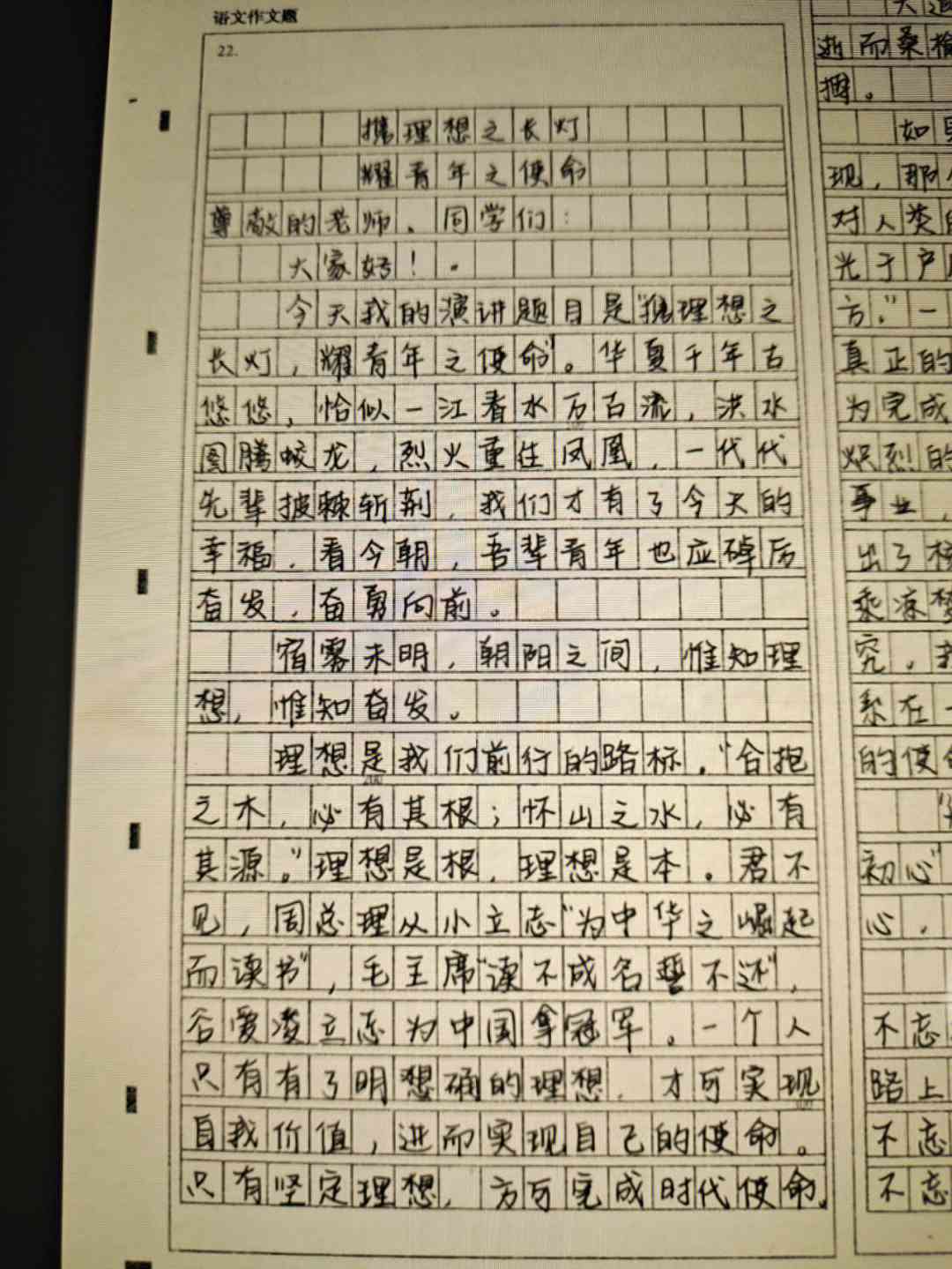 时代青年nn《新时代青年心中的理想》作文600字