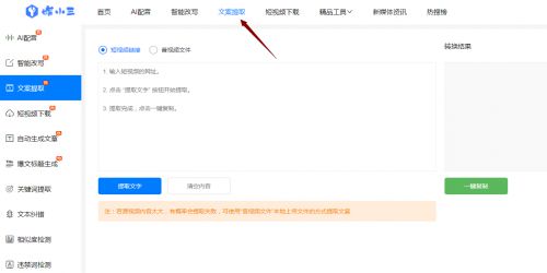 '智能在线免费文案提取工具'