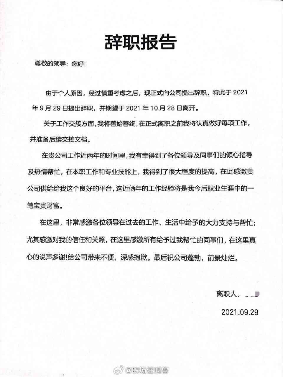 ai辞职报告