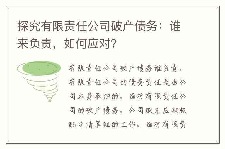 企业债务偿还责任主体解析：探析谁来担责