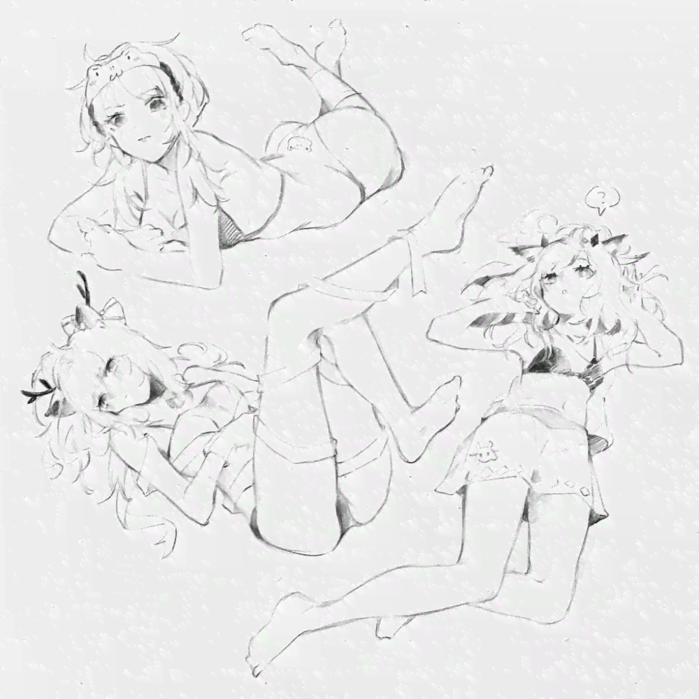 二维世界精细线稿：二次元绘画素材集锦