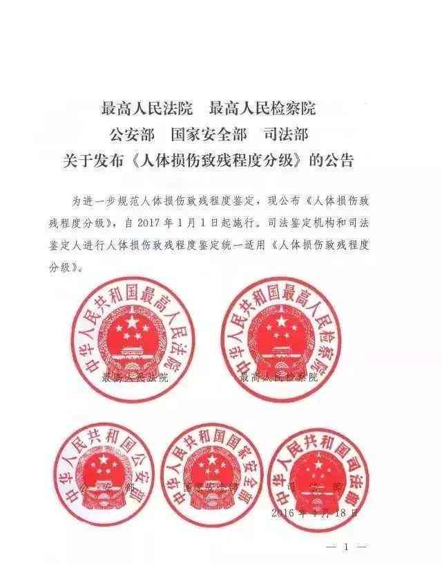 受伤人员伤残评定标准：最新道路交通伤残评定分级及详细标准表