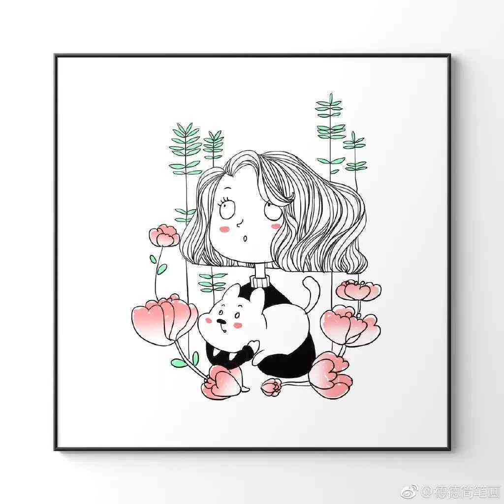 小女孩专注写作业的趣味简笔画教程
