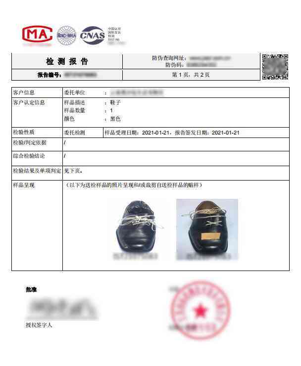 鞋子材质ai检测报告单
