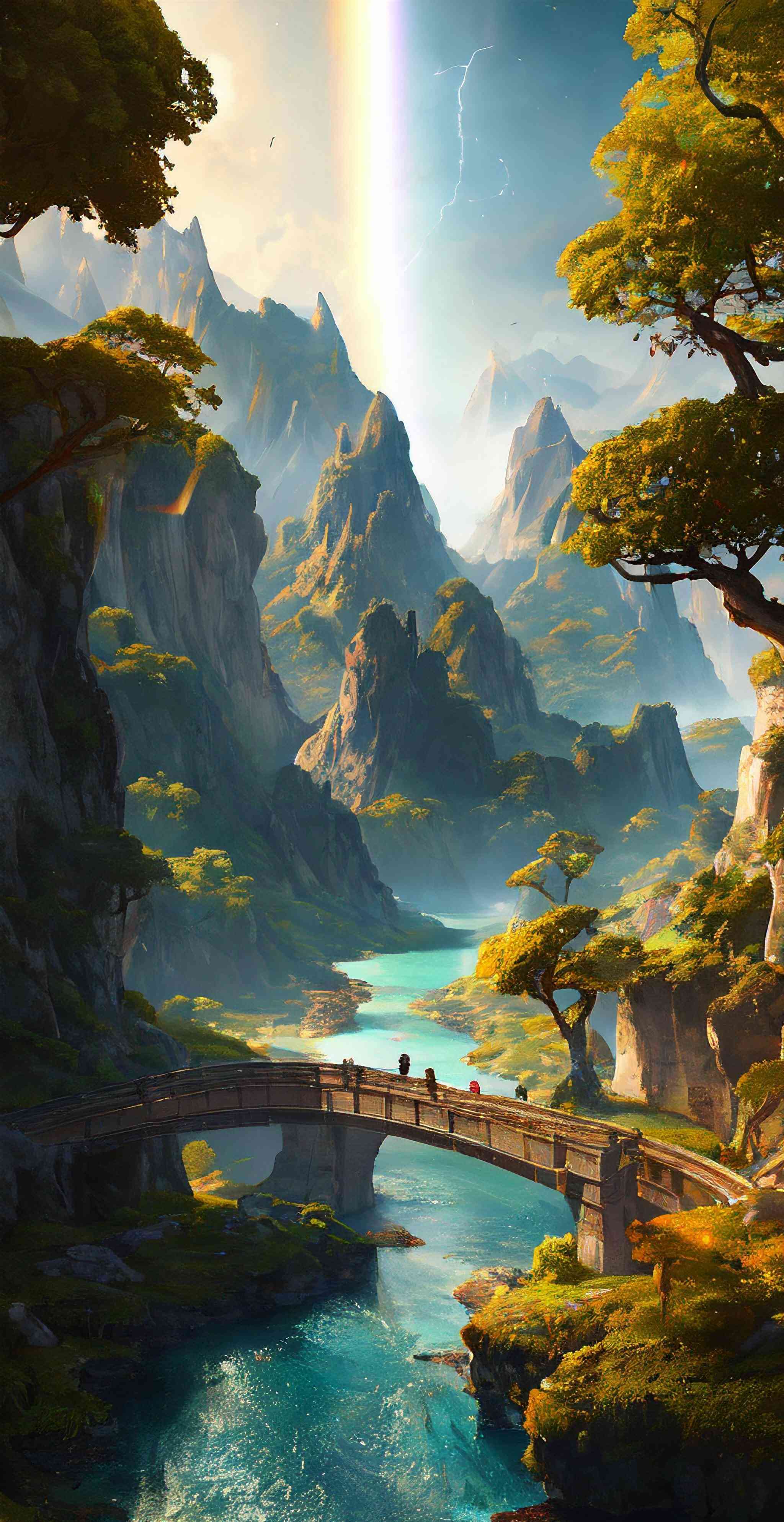 AI创作绘画：恩山风光与艺术融合之美