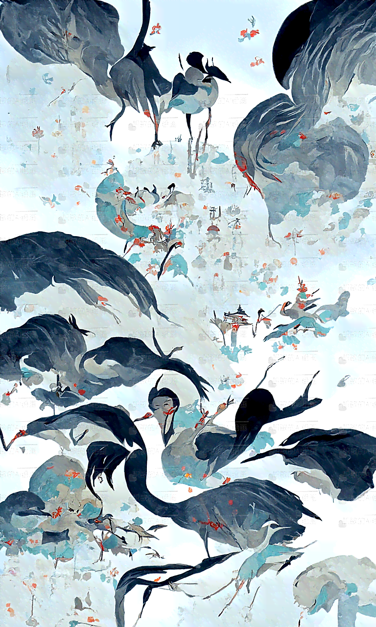 现代AI演绎国韵水墨插画艺术