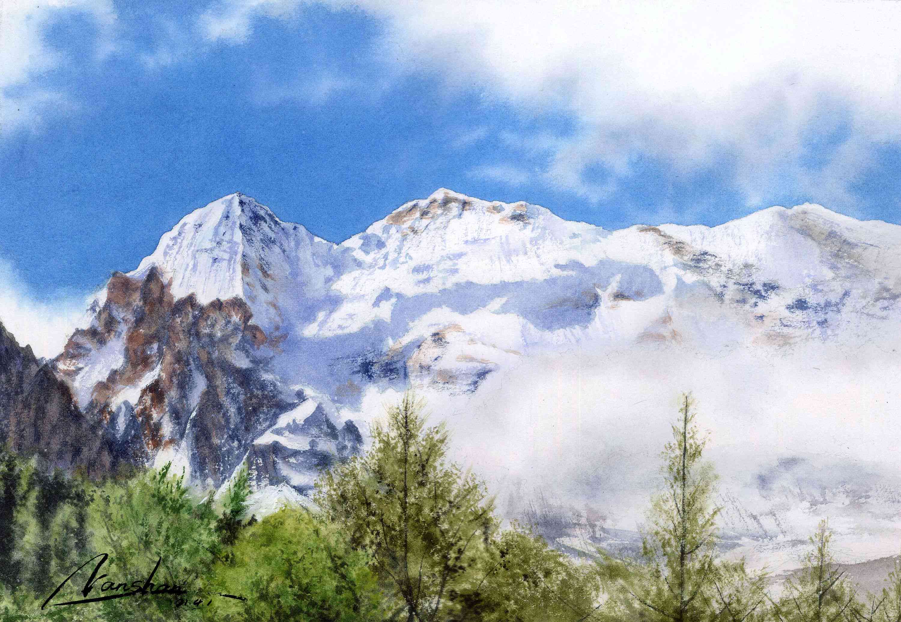 ai创作雪山