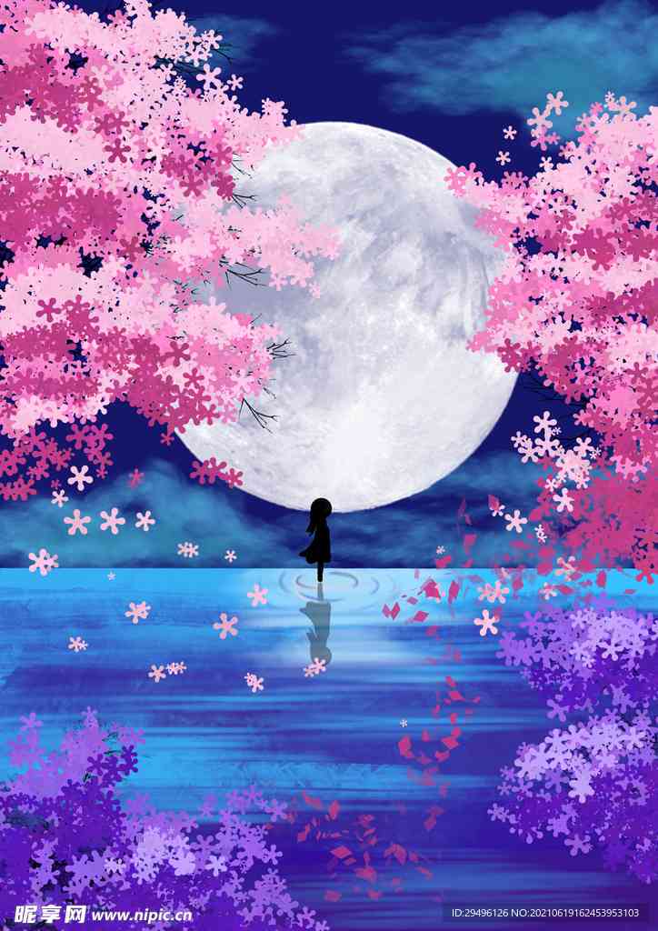 月亮下少女风情：高清壁纸集锦，涵多种风格与尺寸，满足不同设备需求
