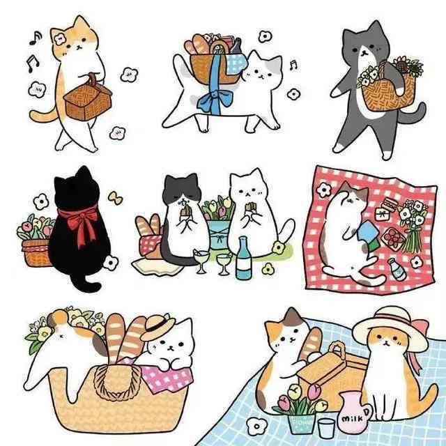猫咪绘画素材：动漫风格简单素材集