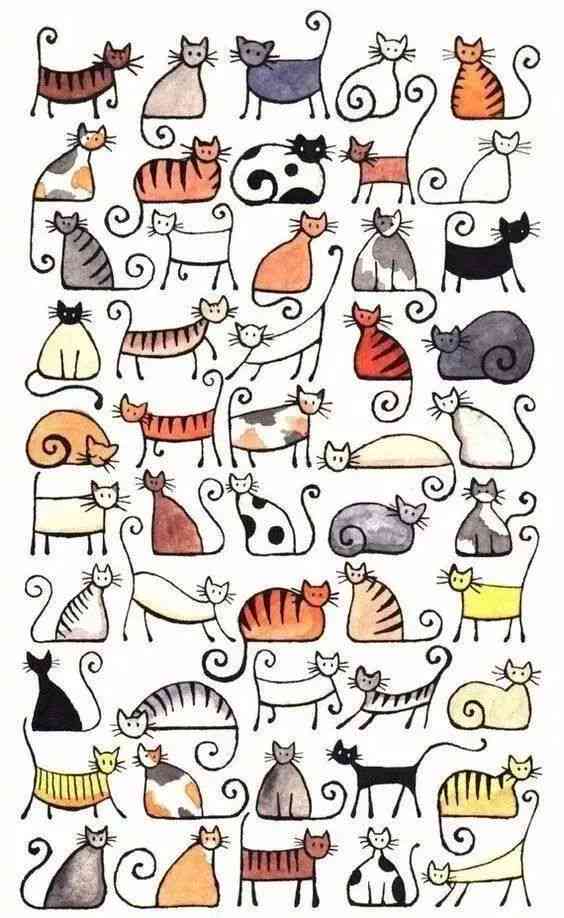 猫咪绘画素材：动漫风格简单素材集