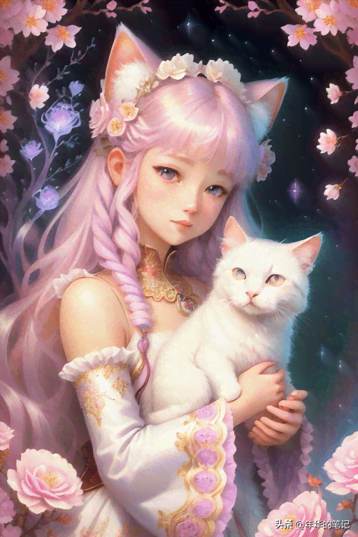 二次元ai文案人和猫在一起