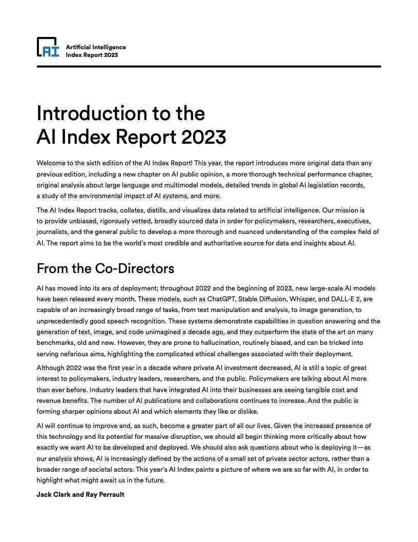 斯坦福2023年度AI全景洞察：101页深度报告解析