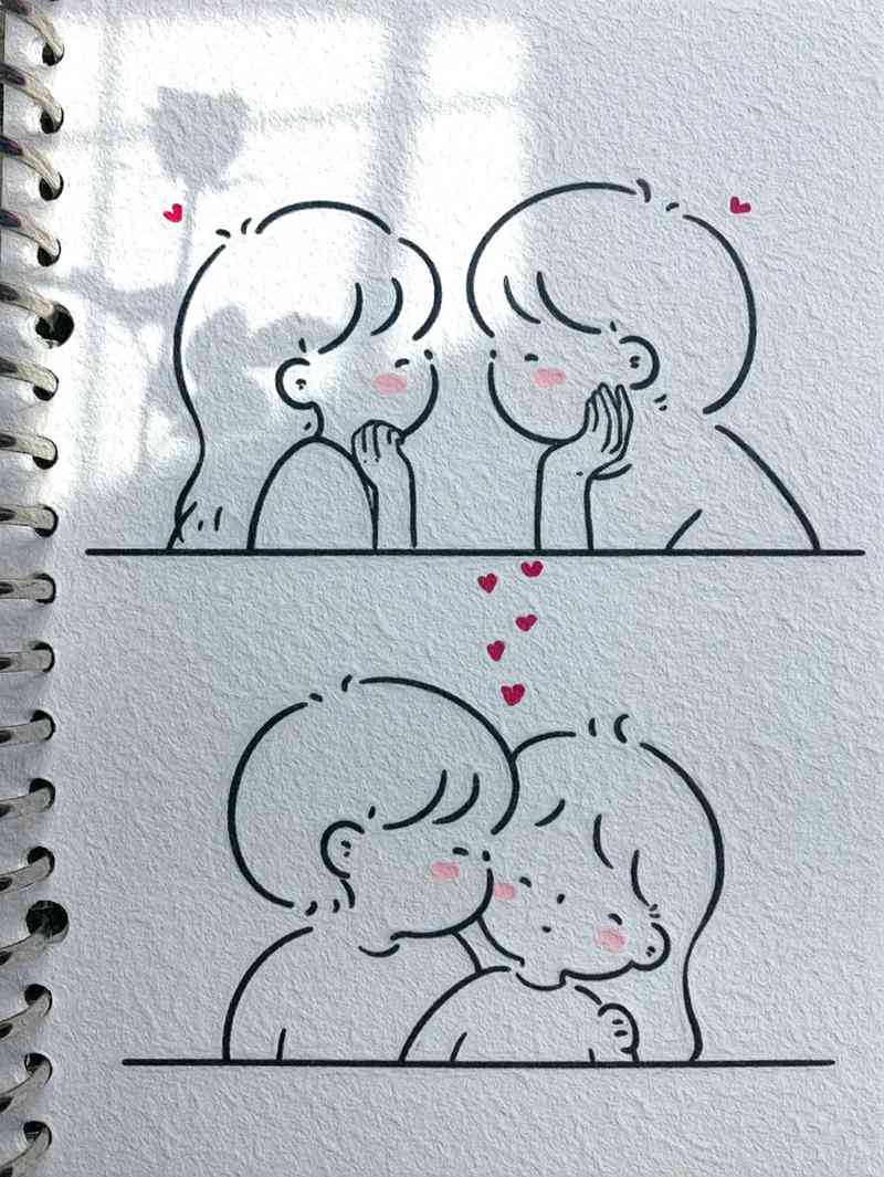 抖音热传情侣简易插画教程