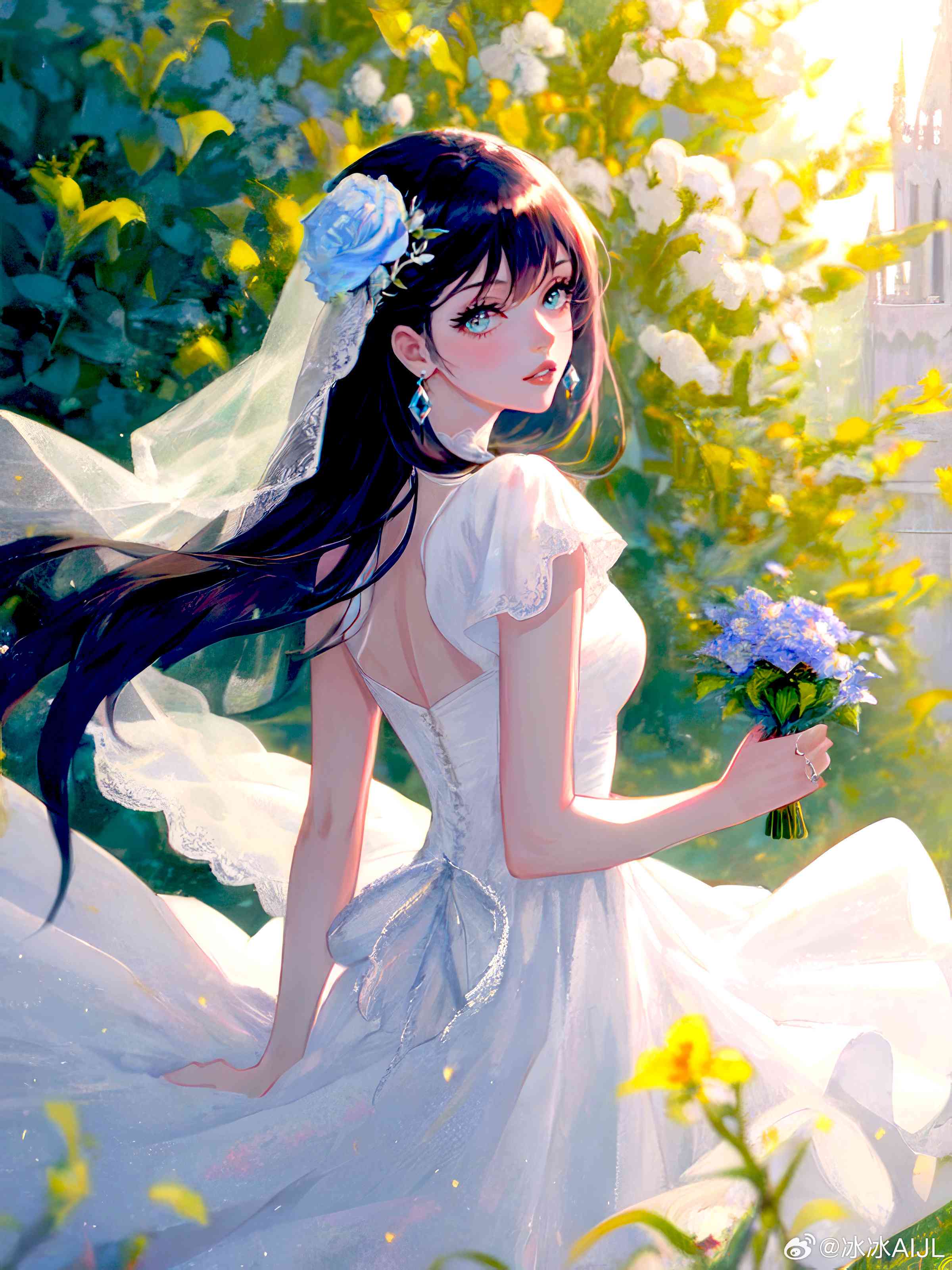 二次元ai绘画婚纱照文案