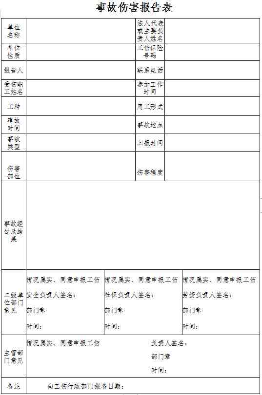 州市工伤认定申请表样板电子版及查询