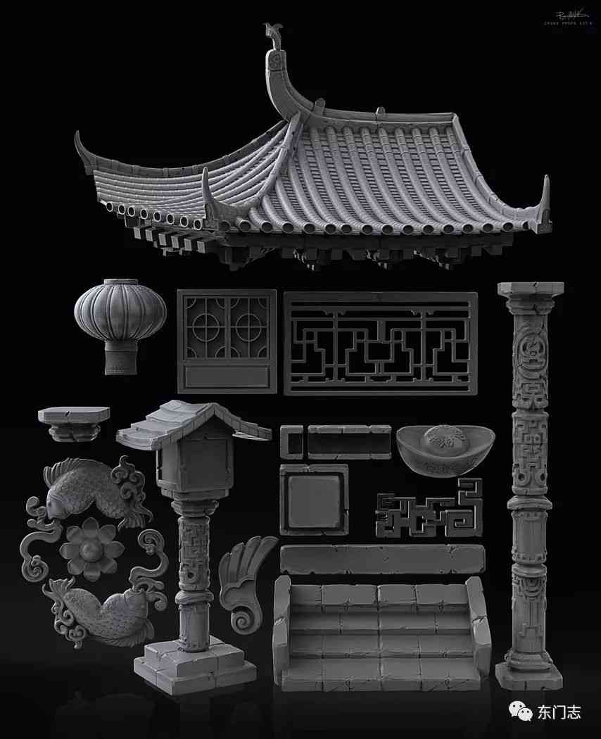 古典韵味三维模型集锦：古风元素三维建模典藏