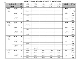 技术岗位等级工资标准：最新级别工资标准表及详细数额